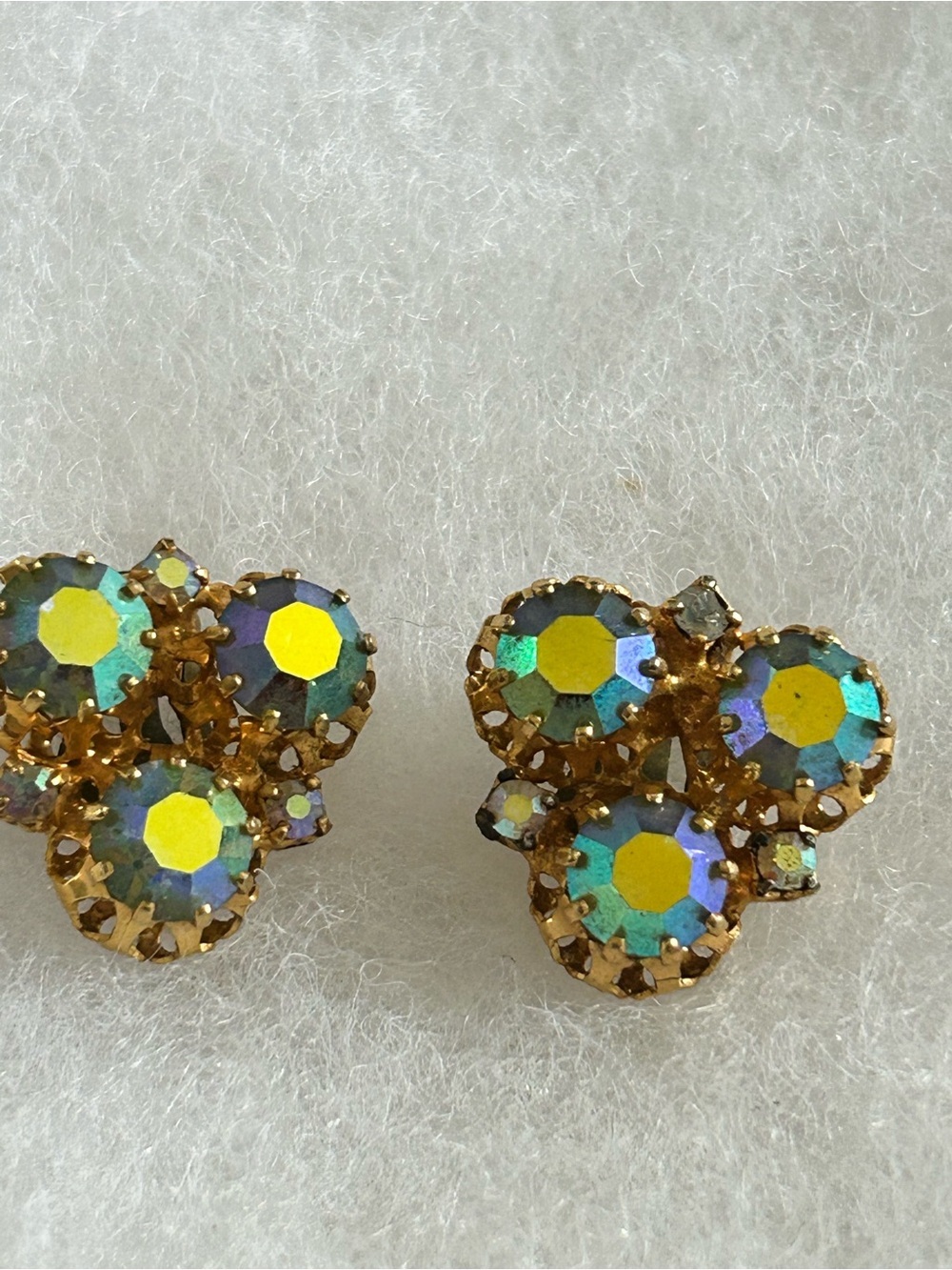 4/$50 Aurora Crystal Cluster Stud Earrings - Gold Tone